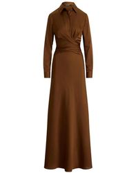 Ralph Lauren - Pleated Button-Up Maxi Gown Dress - Lyst