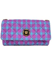 Versace - Quilted Check-Pattern Shoulder Bag - Lyst
