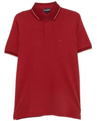 Emporio Armani - Contrast-Trim Logo-Embroidered Polo Shirt - Lyst