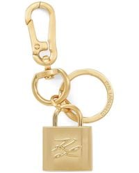 KARL LAGERFELD - Padlock Logo-Plaque Keyring - Lyst