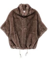 VALENTINI 1972 - Faux-Fur Short-Sleeve Coat - Lyst