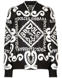 Dolce & Gabbana - Veste bomber en soie à logo imprimé - Lyst