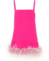 Pinko - Trebbiano Feather-trim Mini Dress - Lyst