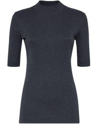 Brunello Cucinelli - Ribbed-knit Mock-neck Top - Lyst