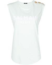 Balmain - Logo-print Sleeveless T-shirt - Lyst