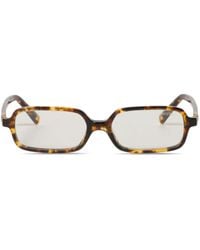 Miu Miu - Tortoiseshell Rectangle Sunglasses With Logo Lettering - Lyst