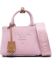Prada - Logo-Embroidered Tote Bag - Lyst