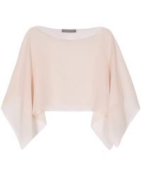 D.exterior - Boat-neck Silk Poncho - Lyst