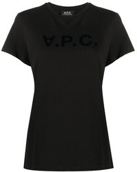 A.P.C. - Black Logo-print Short Sleeve T-shirt - Lyst
