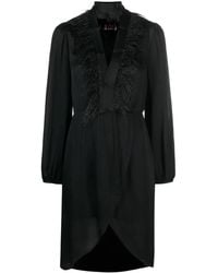 Twinset - Feather-Trim Long-Sleeve Dress - Lyst
