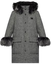 Dolce & Gabbana - Faux-Fur Trimmed Wool Coat - Lyst