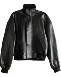 Balenciaga - High-Neck Leather Bomber Jacket - Lyst