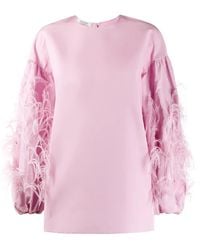 Valentino Garavani - Feathered Sleeve Top - Lyst