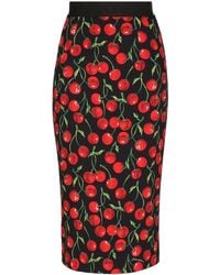 Dolce & Gabbana - &レッド Cherry ミディアムスカート - Lyst