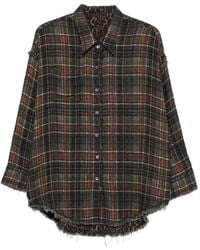 R13 - Plaid-Check Distressed-Effect Reversible Cotton Shirt - Lyst