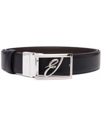 Brioni - Logo-Plaque Leather Belt - Lyst