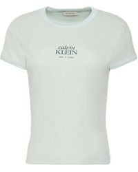 Calvin Klein - Logo-Print Ribbed T-Shirt - Lyst