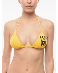 KARL LAGERFELD - Logo-Print Triangle Bikini Top - Lyst