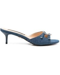 Twentyfourhaitch - Sabaudia Crystal-Embellished Denim Sandals - Lyst