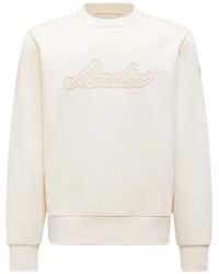 Moncler - Cursive Logo Cotton Sweatshirt - Lyst