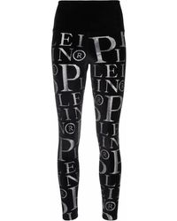 Philipp Plein - Legging Taille-Haute En Velours À Logo Imprimé - Lyst