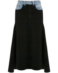 Victoria Beckham - Patched Denim Midi Skirt - Lyst
