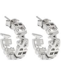 Versace - Logo-Lettering Hoop Earrings - Lyst