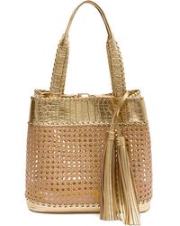 Isla - Sextavada Geweven Schoudertas Met Kwastje - Lyst