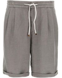 Brunello Cucinelli - Linnen Bermuda Shorts - Lyst