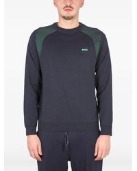 BOSS - Logo-Print Striped-Panel Sweater - Lyst