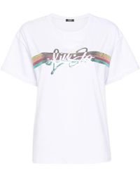 Liu Jo - Sequined-logo Cotton T-shirt - Lyst