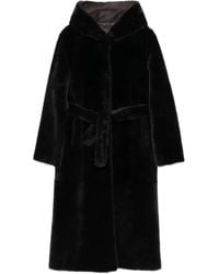 Lou Andrea Hooded Zip-Front Parka Coat in Black | Lyst