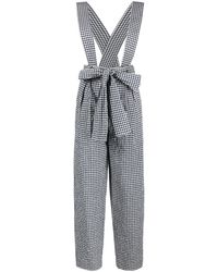 KENZO - Gingham Waffle Cotton Trousers - Lyst