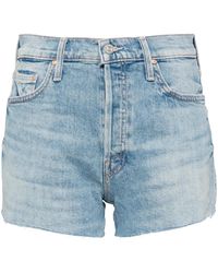 Mother - Tomcat Kick Raw-Cut Denim Shorts - Lyst
