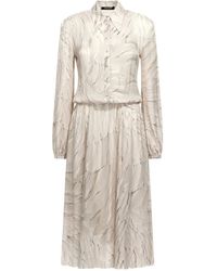 Roberto Cavalli - Feather-Print Midi Shirt Dress - Lyst