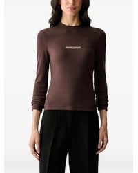 Patrizia Pepe - Logo-Embroidered Ribbed Long-Sleeve T-Shirt - Lyst