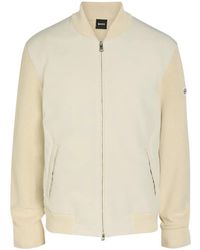 BOSS - Knitted-Sleeve Bomber Jacket - Lyst