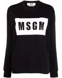 MSGM - Logo-Print Cotton Sweater - Lyst