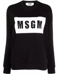 MSGM - Logo-Print Cotton Sweater - Lyst