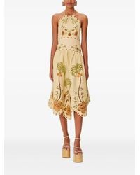FARM Rio - Halter-Neck Embroidered Midi Dress - Lyst