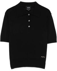 A.P.C. - Cotton Polo Shirt With Jacquard Logo - Lyst