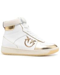 Pinko - Leather Logo-Patch Sneakers - Lyst