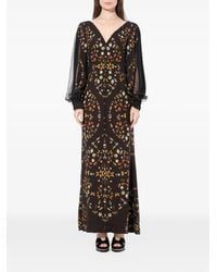 McQueen - Obsidian-Print Long-Sleeve Dress - Lyst