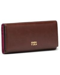 Bimba Y Lola - Dark Tan Leather Continental Wallet - Lyst