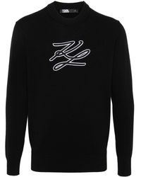 Karl Lagerfeld - Pullover mit Logo-Stickerei - Lyst