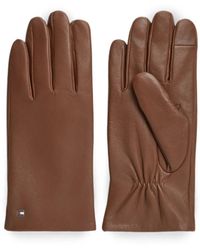 Tommy Hilfiger - Logo-Plaque Leather Gloves - Lyst
