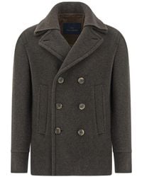 Paul & Shark - Double-Breasted Ribbed-Collar Peacoat - Lyst