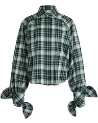 Patou - Bow-Sleeve Check Blouse - Lyst