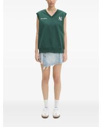 Sporty & Rich - Yankees Serif V-Neck Logo-Embroidered Top - Lyst