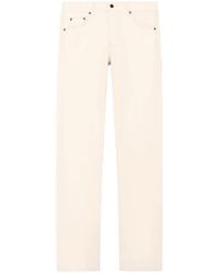 Emporio Armani - Five-Pocket Cotton Denim Jeans With A Zip And Leather Patch - Lyst